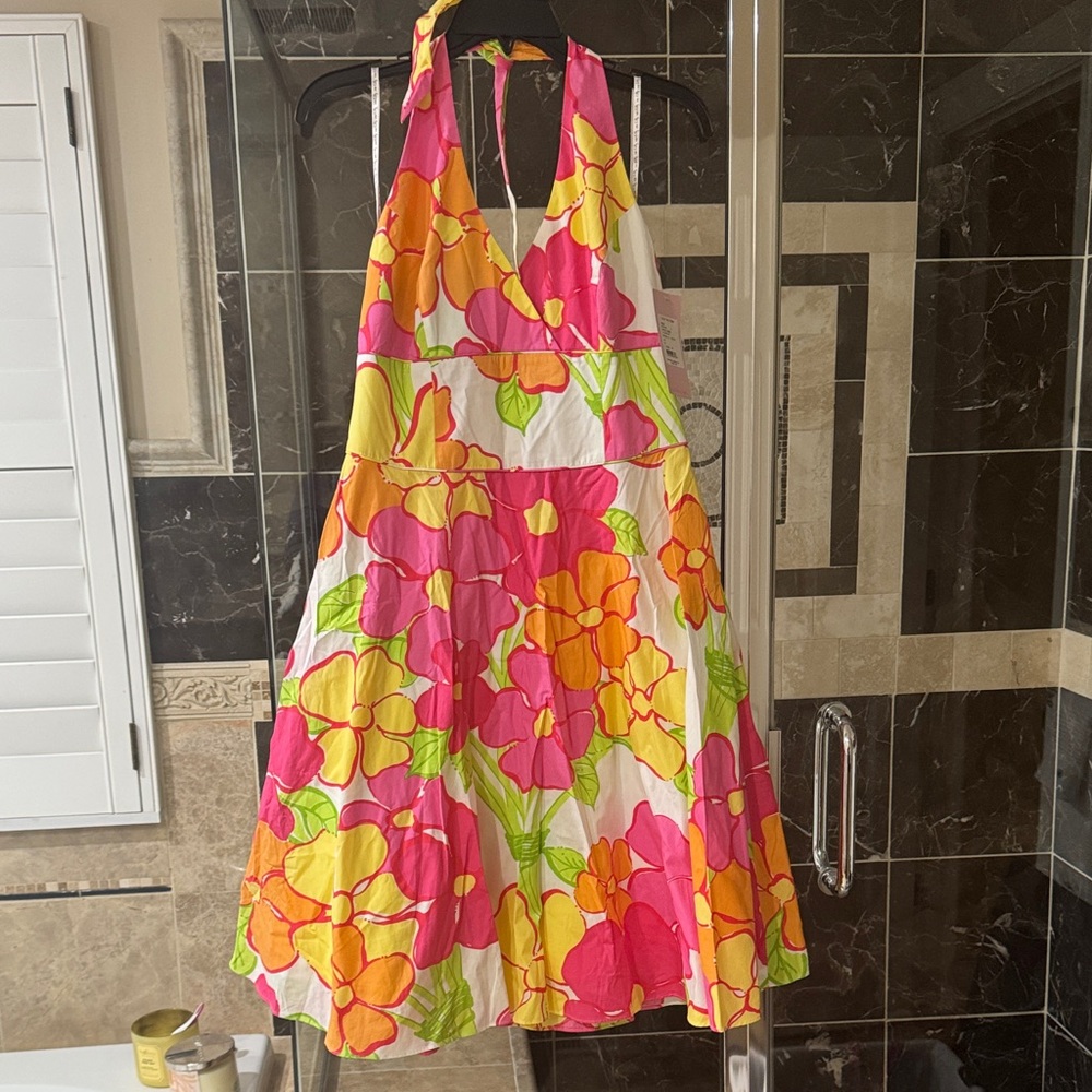 Lilly Pulitzer Pink, Green & White Floral Dress